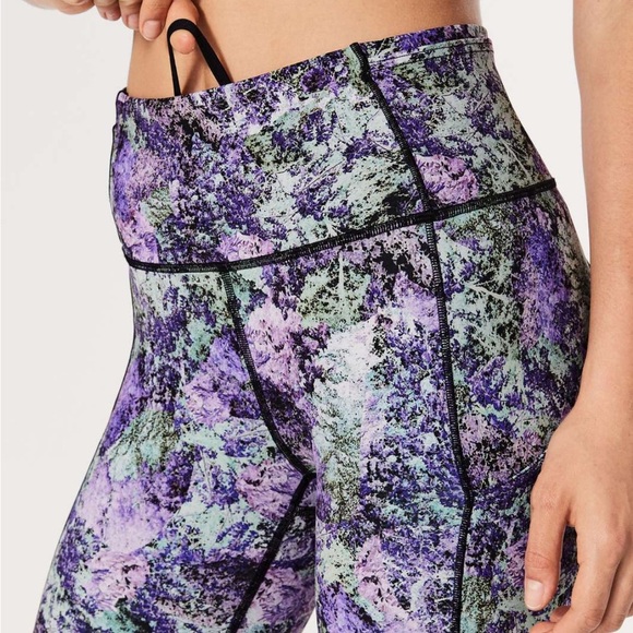 Lululemon Fast & Free 7/8 Crop Capri Women Leggings Purple Green 4 Athletic Gym - Picture 5 of 9